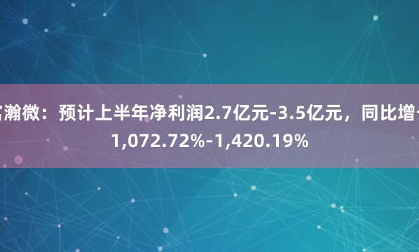 富瀚微：预计上半年净利润2.7亿元-3.5亿元，同比增长1,072.72%-1,420.19%