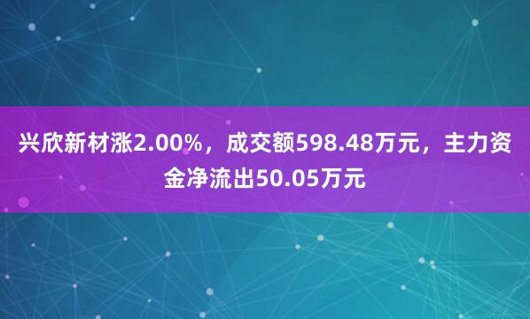 兴欣新材涨2.00%，成交额598.48万元，主力资金净流出50.05万元