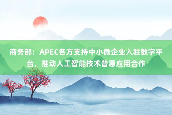 商务部：APEC各方支持中小微企业入驻数字平台，推动人工智能技术普惠应用合作