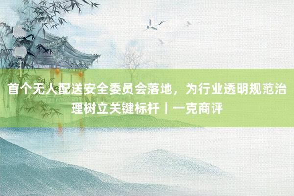 首个无人配送安全委员会落地，为行业透明规范治理树立关键标杆丨一克商评