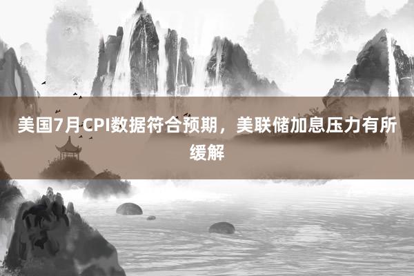 美国7月CPI数据符合预期,美联储加息压力有所缓解