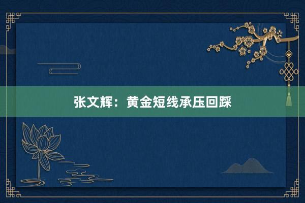 张文辉：黄金短线承压回踩
