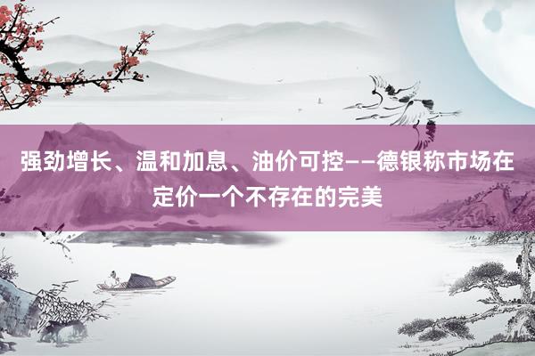 强劲增长、温和加息、油价可控——德银称市场在定价一个不存在的完美