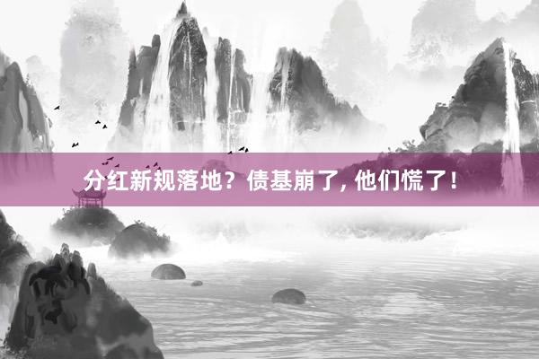 分红新规落地？债基崩了, 他们慌了！