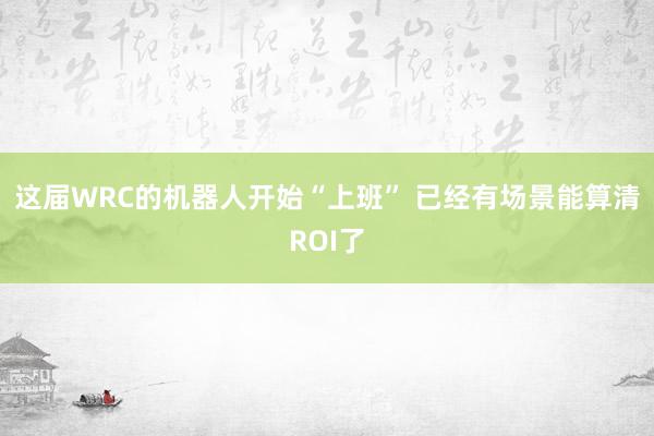 这届WRC的机器人开始“上班” 已经有场景能算清ROI了