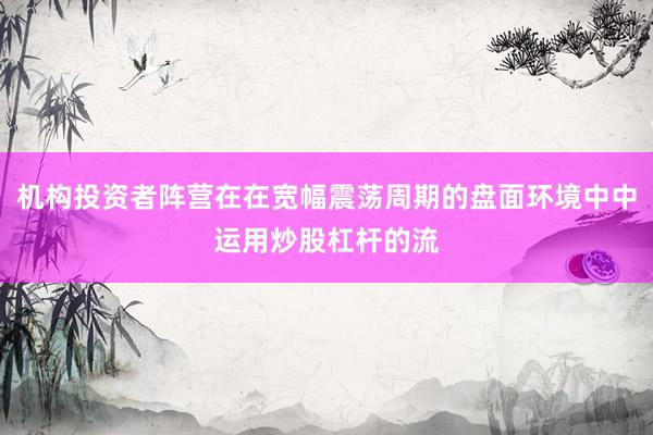 机构投资者阵营在在宽幅震荡周期的盘面环境中中运用炒股杠杆的流