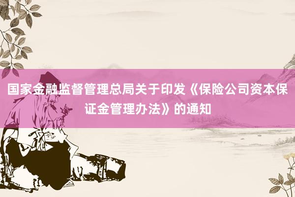 国家金融监督管理总局关于印发《保险公司资本保证金管理办法》的通知