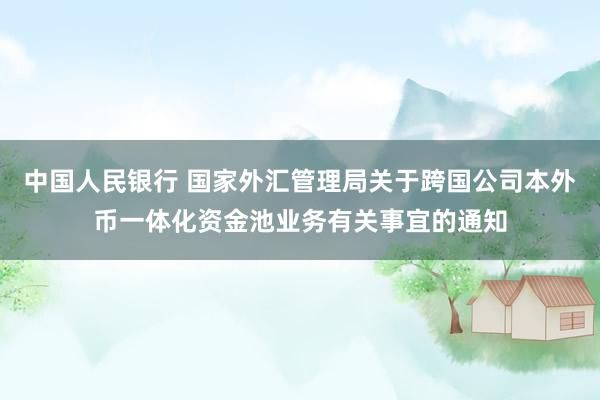中国人民银行 国家外汇管理局关于跨国公司本外币一体化资金池业务有关事宜的通知