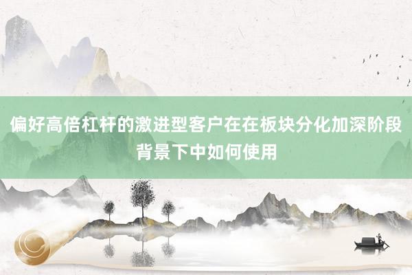 偏好高倍杠杆的激进型客户在在板块分化加深阶段背景下中如何使用