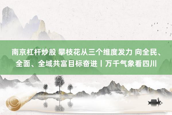南京杠杆炒股 攀枝花从三个维度发力 向全民、全面、全域共富目标奋进丨万千气象看四川