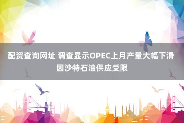 配资查询网址 调查显示OPEC上月产量大幅下滑 因沙特石油供应受限