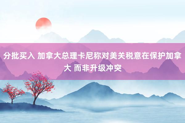分批买入 加拿大总理卡尼称对美关税意在保护加拿大 而非升级冲突