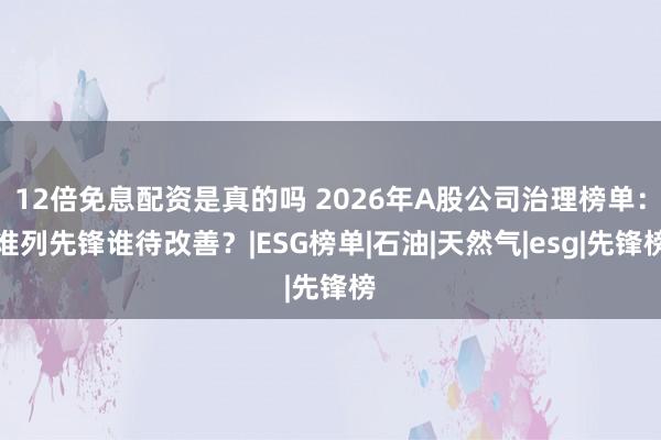12倍免息配资是真的吗 2026年A股公司治理榜单：谁列先锋谁待改善？|ESG榜单|石油|天然气|esg|先锋榜