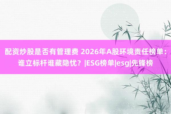 配资炒股是否有管理费 2026年A股环境责任榜单：谁立标杆谁藏隐忧？|ESG榜单|esg|先锋榜