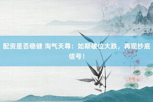 配资是否稳健 淘气天尊：如期破位大跌，再现抄底信号！