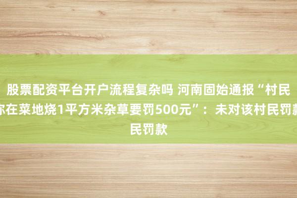 股票配资平台开户流程复杂吗 河南固始通报“村民称在菜地烧1平方米杂草要罚500元”：未对该村民罚款