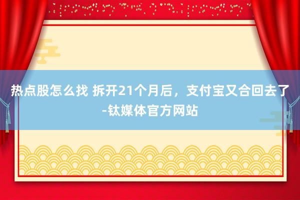 热点股怎么找 拆开21个月后，支付宝又合回去了-钛媒体官方网站