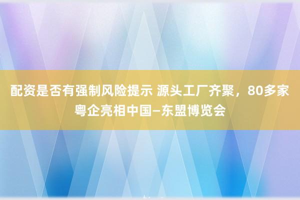 配资是否有强制风险提示 源头工厂齐聚，80多家粤企亮相中国—东盟博览会