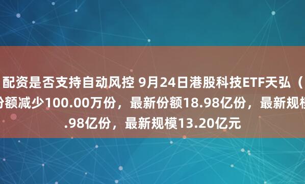 配资是否支持自动风控 9月24日港股科技ETF天弘（159128）份额减少100.00万份，最新份额18.98亿份，最新规模13.20亿元