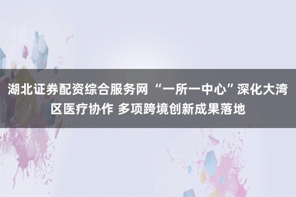 湖北证券配资综合服务网 “一所一中心”深化大湾区医疗协作 多项跨境创新成果落地