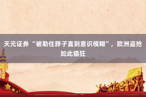 天元证券 “被勒住脖子直到意识模糊”，欧洲盗抢如此猖狂