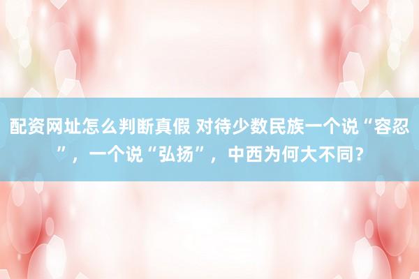 配资网址怎么判断真假 对待少数民族一个说“容忍”，一个说“弘扬”，中西为何大不同？