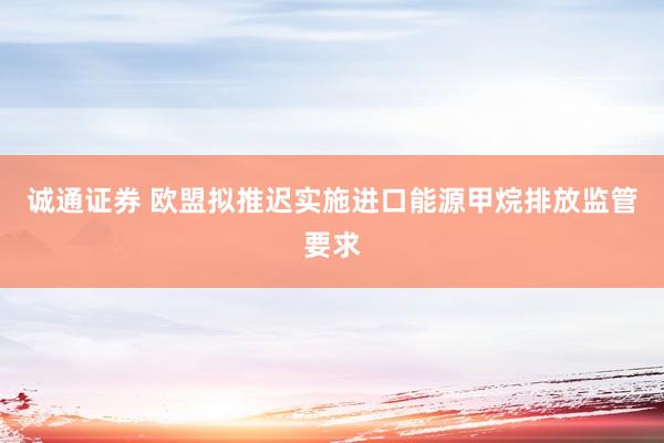 诚通证券 欧盟拟推迟实施进口能源甲烷排放监管要求
