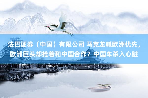 法巴证券（中国）有限公司 马克龙喊欧洲优先，欧洲巨头却抢着和中国合作？中国车杀入心脏